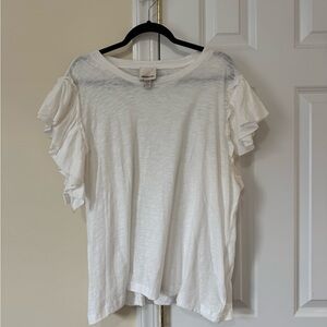 INDUSTRY White Ruffled Sleeve Top